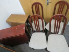 A MODERN DROPLEAF TABLE AND FOUR CHAIRS & ANOTHER DROPLEAF TABLE