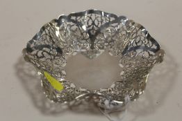A HALLMARKED SILVER PIERCED DISH APPROX WEIGHT - 98.8G
