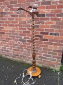 AN UNUSUAL BLACK FOREST STYLE STANDARD LAMP WITH BARLEYTWIST COLUMN, H 160 cm, SLIGHT DAMAGE