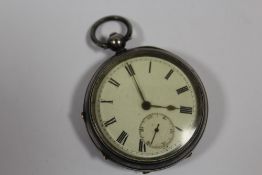 A HALLMARKED SILVER CASED OPEN FACED POCKET WATCH