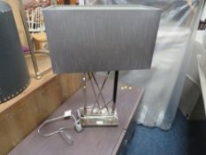 A MODERN CHROMED TABLE LAMP & SHADE, OVERALL H 69 cm