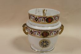 A DRESDEN STYLE ICE PAIL WITH CROSS SWORD BACK STAMP A/F