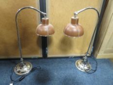 A LARGE PAIR OF MODERN CHROMED TABLE LAMPS, H 71 cm (2)