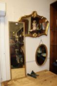 THREE GILT FRAMED WALL MIRRORS TO INCLUDE A SHAPED EXAMPLE