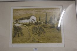 ANDRE BICAT (1909-1996). A Continental farmstead 'Monticiania' see label verso, signed in pencil