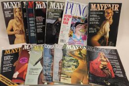 A COLLECTION OF VINTAGE 1970S ERA MAYFAIR ADULT MAGAZINES ETC.