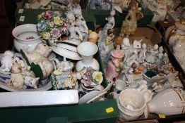 TWO TRAYS OF CERAMIC FIGURES ETC. TO INCLUDE CAT FIGURES