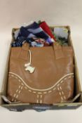 A LADIES RADLEY HANDBAG AND A COLLECTION OF LADIES SCARVES