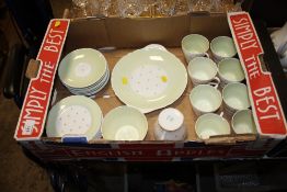 A TRAY OF SHELLEY POLE STAR 13774 PATTERN CHINA TO INCLUDE TRIOS, CREAM JUG, SUGAR BOWL ETC.