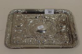 A HALLMARKED SILVER SERVING TRAY APPROX WEIGHT - 275.7G