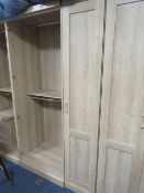A LARGE MODERN SINGLE WARDROBE H 208 cm, W 41 cm