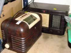 A VINTAGE BAKELITE BUSH RADIO TOGETHER WITH A PHILLIPS EXAMPLE