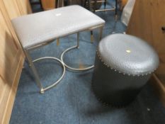 A MODERN UPHOLSTERED STOOL WITH CIRCULAR STOOL (2)