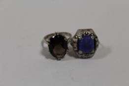 TWO VINTAGE SILVER DRESS RINGS