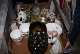 TWO SMALL BOXES OF CHINA AND CERAMICS TO INCLUDE A SYLVAC VASE, ROYAL ASCOT CHINA ETC.