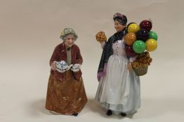 TWO ROYAL DOULTON FIGURES, TEA TIME HN2255 AND BIDDY PENNY FARTHING HN1843
