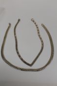 TWO STERLING SILVER NECKLACES APPROX WEIGHT - 73.3G