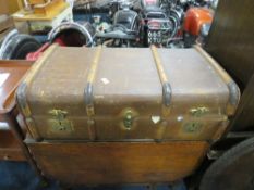 A VINTAGE BANDED PACKING CASE