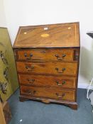A MAHOGANY INLAID BUREAU H 100 cm, W 73 cm