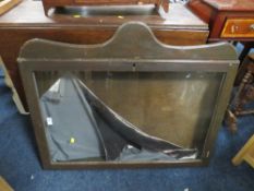 A VINTAGE GLAZED SHALLOW DISPLAY CABINET, 76 X 92 cm