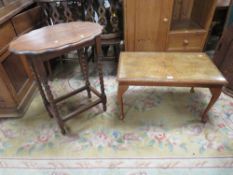 A WALNUT COFFEE TABLE & AN OAK BARLEYTWIST TABLE (2)