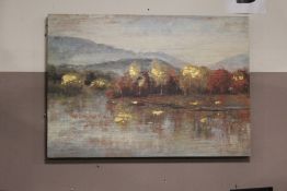 A MODERN UNFRAMED PICTURE OF A LANDSCAPE