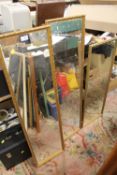 THREE GILT FRAMED RECTANGULAR WALL MIRRORS (3)
