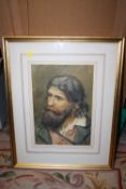 A GILT FRAMED AND GLAZED WATERCOLOUR DEPICTING AN ITALIAN PEASANT BY RICHARD QUICK SIGNED LOWER