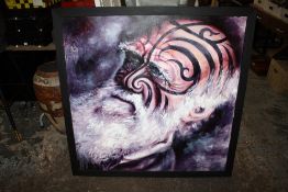 AN UNUSUAL LARGE FRAMED MODERN OIL ON CANVAS ENTITLED 'FROM THE DEPTH OF THE OCEAN WE CRAWLED' OF