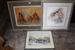 A FRAMED AND GLAZED WATERCOLOUR SIGNED R. CRIPPOOL DEPICTING A COTSWOLD MARKET SCENE, TOGETHER