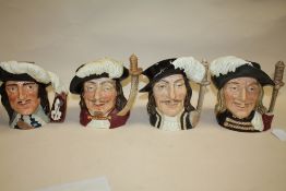 FOUR ROYAL DOULTON MUSKETEER CHARACTER JUGS, consisting of Aramis D6441, Athos D6439, Porthos