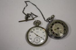 A VINTAGE SYMA POCKET WATCH TOGETHER WITH AN INGERSOLL EXAMPLE