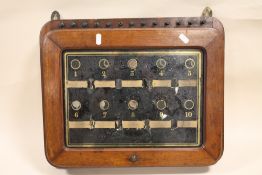 AN ANTIQUE MAHOGANY CASED FRENCH SERVANT'S BELL BOX