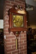 AN E.G. GOODFELLOW OF WADEBRIDGE MAHOGANY HANGING WALL CLOCK WITH TWO WEIGHTS AND PENDULUM