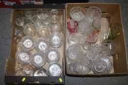 TWO TRAYS OF ASSORTED GLASSWARE TO INCLUDE THOMAS WEBB CRYSTAL