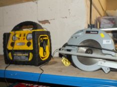A 5-IN-1 POWER STATION , MAKITA SAW, CASED MAKITA DRILL AND A TRANSFORMER