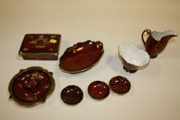 A COLLECTION OF CARLTON WARE ROUGE ROYALE TO INCLUDE AN ASHTRAY, TRINKET BOX SUGAR BOWL (8)