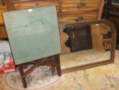 A VINTAGE BAIZED CARD TABLE AND A MODERN MIRROR (2)