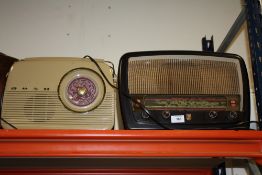 A VINTAGE BAKELITE PHILIPS RADIO, TOGETHER WITH A RETRO BUSH EXAMPLE (2)