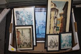 A BOX OF PRINTS TO INCLUDE LOWRY EXAMPLES