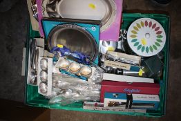 A LARGE QUANTITY OF STAINLESS STEEL KITCHENALIA TO INCLUDE A LARGE QUANTITY OF FLATWARE, OLD HALL