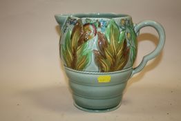 A NEWPORT POTTERY CLARICE CLIFF ART DECO LEAF PATTERN JUG