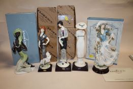 A COLLECTION OF BOXED CAPODIMONTE FLORENCE GIUSEPPE ARMANI LADY FIGURES WITH CERTIFICATES TOGETHER