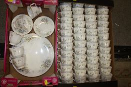 TWO TRAYS OF ROYAL ALBERT HAWORTH CHINA TO INCLUDE A LARGE QUANTITY OF CUPS