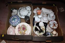 TWO TRAYS OF ASSORTED CERAMICS AND CHINA TO INCLUDE A ROYAL WORCESTER LAVINIA TUREEN, ROYAL