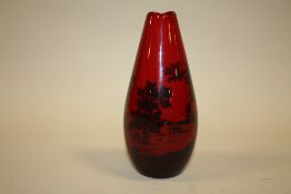 A SMALL ROYAL DOULTON FLAMBE WOODCUT 1613 VASE