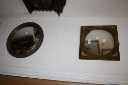 TWO ANTIQUE WALL MIRRORS TO INCLUDE A CONVEX EXAMPLE