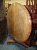 AN ANTIQUE MAHOGANY TILT-TOP CENTRE TABLE H-74 DIA 107 CM S/D