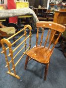 A TRADITION `KITCHEN CHAIR AND A MODERN TOWEL RAIL (2)