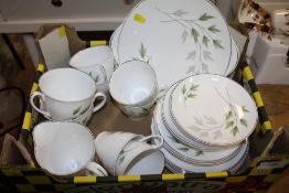 A SMALL TRAY OF SHELLEY EVERGREEN 13892 PATTERN CHINA